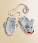 Cut from a soft wool blend, these shark-inspired mittens are as cute as they are cozy. Loss-prevention string50% wool/50% acrylicHand washImported