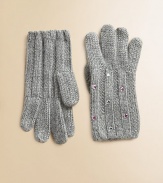 Wool-blend gloves sprinkled in glimmering rhinestones, finished with subtle ribbing and a touch of cashmere. Polyester/nylon/wool/angora/cashmereHand washImported