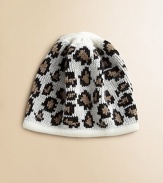 Wildly chic hat in a wool blend, styled with a leopard pattern and touch of cashmere for the fashionista in your life. Polyester/nylon/wool/angora/cashmereHand washImported