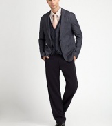Clean styling with floating welt pockets and back seam detail elevate quintessential microfiber to new heights.Side pocketsBack welt pocketsInseam, about 33PolyesterDry cleanImported