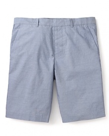 With a classic silhouette and a light blue micro pinstripe print the Solitary Beckit shorts from Theory exude casual cool. With a classic silhouette and a light blue micro pinstripe print the Solitary Beckit shorts from Theory exude casual cool.