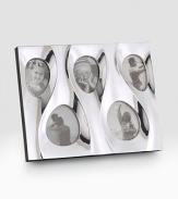 A study in motion, crafted with a gently rippled effect that lends movement to a metal alloy design. Display a series of photos from a single event, or a collection of treasured family shots. Metal 12W X 10H Imported 