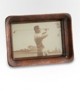 A must-have addition to your collection is handcrafted in antiqued copper plating, lending a timeworn touch to a cherished photo. Accommodates a 4 X 6 photograph Antique copper plating Wipe clean Imported 