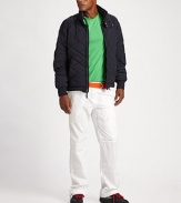 A preppy ultra-fine cotton poplin pant with a sporty drawstring waist.Drawstring waist and cuffsButton-down front flap cargo pocketFlap patch back pocketsInseam, about 33½CottonMachine washImported