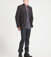 EXCLUSIVELY AT SAKS. The dress favorite goes casual in a lightweight, relaxed cotton fit defined by classic lines and narrow stripes. Buttonfront Front flap pockets Bemberg lining Cotton; dry clean Imported 