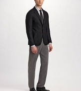 A casual interpretation of the classic blazer, designed in a smooth wool/cashmere blend with raw edges and a trio of patch pockets. Two-button closure Chest, waist patch pockets About 28¾ from shoulder to hem 90% wool/10% cashmere Dry clean Imported 