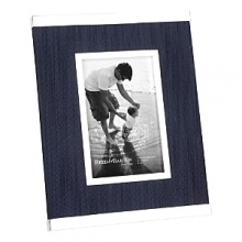Display your treasured memories in a modern frame banded with silver and balanced with denim fabric. Display your treasured memories in a modern frame banded with silver and balanced with denim fabric.