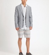 A tailored standard for the man of style, updated in a soft cotton-blend and exudes a lived-in effect for a hip appeal.Notch collarButtonfrontChest welt, waist flap pocketsAbout 28¼ from shoulder to hem78% cotton/22% hempDry cleanMade in the USA
