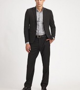 EXCLUSIVELY OURS. A tailored classic dresses down with our updated spin on the blazer, impeccably crafted from a relaxed, lightweight ponte knit. Two-button closureChest welt pocketWaist flap pocketsThree interior pocketsRear ventBemberg taffeta liningAbout 29 from shoulder to hem48% rayon/27% nylon/20% polyester/5% spandexDry cleanImported