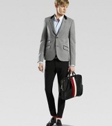 Riding jacket silhouette rendered in a sophisticated check print with suede collar detail.Buttonfront Front flap pocketsAbout 27¼ from shoulder to hemFully lined50% wool/27% wool mohair/23% cottonDry cleanMade in Italy