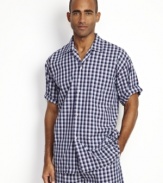 Praise plaid. This camp sleep shirt from Nautica classes up your bedroom style.