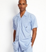 Distinguish your sleep style. This plaid camp shirt from Nautica makes it happen.
