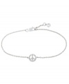 Give this charming design a chance. This delicate mini charm bracelet from CRISLU flaunts a peace sign with faceted clear cubic zirconias (1/4 ct. t.w.). Crafted in platinum over sterling silver. Nickel-free. Approximate length: 7 inches.