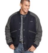 Make this Sean John wool-blend jacket your cold-weather uniform with plenty of varsity-infused style.
