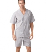 Complete your comfortable bedroom look with this shirt and shorts set from Club Room.