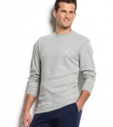 A waffle-knit in pure cotton for the ultimate in next-to-the-skin comfort: Polo Ralph Lauren thermal tee with embroidered logo.