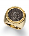 The golden age of style. This ring from Lauren Ralph Lauren highlights a silver tone Roman coin-inspired face. Crafted in 14k gold plated mixed metal. Size 7.