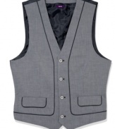 Checkmate. Perfect your dressy-style strategy with this handsome vest from American Rag.