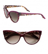 A classic cat's-eye design gets an on-trend update with a wild panther print. Available in panther with brown gradient lens or plum panther with brown gradient lens. Acetate logo temples100% UV protectionMade in Italy