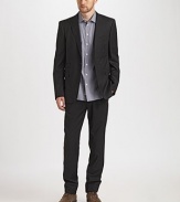 Sartorial standard beautifully crafted in fine merino wool.One-button closureFront flap pocketsAbout 27 from shoulder to hemWoolDry cleanImported of Italian fabric