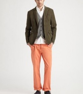 A sartorial standard for the contemporary man of style, updated in soft cotton and exudes a washed effect for a well-worn look.ButtonfrontChest welt, waist flap pocketsAbout 28¼ from shoulder to hem81% cotton/19%linenDry cleanImported