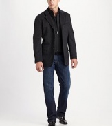 A versatile choice for travel in changeable weather, with a breeze-blocking button-out inner zip collar and 3-button front.Slim lapels Zippered chest pocket Lower flap pockets Fully lined About 31 from shoulder to hem Wool; dry clean Imported