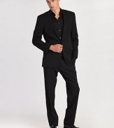 Impeccably tailored in Italy from all-season wool gabardine with hand-finished details and a clean, modern fit. Wool gabardine. Dry clean. Imported. JACKETTwo-button closure Chest welt, waist flap pockets Button cuffs Fully linedPANTSFlat front, belt loops Zip fly Lined to knee Quarter top pockets Side pockets Button back welt pockets Unfinished hems 
