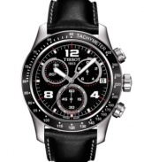 Keep moving forward with the Swiss-made accuracy of this V-8 collection watch from Tissot.