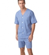 Freshen up your sleepwear with this crisp plaid pajama set from Club Room.