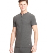 When it's time to kick back and relax, throw on this buttoned pajama shirt from Polo Ralph Lauren and get ready for all-day comfort.