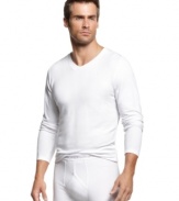 Smarten up. Outlast technology in this Jockey v-neck features thermal buffering and temperature modulation so you stay perfectly comfortable.