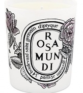 Light the flame this year; diptyque glorifies the rose with a candle bearing the sweet name, Rosa Mundi (Rose of the World). A soothing and romantic scent made in France with the rare Centifolia and Damask Rose. The candle is designed to celebrate the multiple aromas of the rose as it blooms over time. Burn time is about 60 hours.