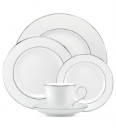 Fine dining will flourish with the Artemis oval platter from Lenox. A raised floral pattern and wide bands of sumptuous platinum in white bone china embody classic elegance.