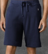 The comfort of waffle-knit thermals with the freedom of sleep shorts: Polo Ralph Lauren's cozy, drawstring waist pajama shorts in pure, ultra-soft cotton.