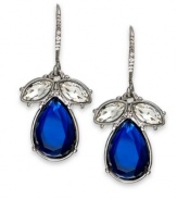 Drop everything for this gorgeous pair of earrings from Charter Club. A teardrop-cut blue stone is complemented by clear accents. Crafted in silver tone mixed metal. Approximate drop: 1-1/2 inches.