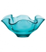 Fresh and elegant, this Lenox Organics bowl is crafted of heavy crystal with a playful ruffled edge. A cool turquoise hue adds to its allure, making a stylish impact on any space.