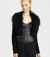 Lush Mongolian lamb's fur adds a luxe touch to this cropped bolero style.Dyed lamb's fur collarLong sleevesOpen frontAbout 15 from shoulder to hemWoolDry clean by a fur specialistImportedFur origin: ChinaModel shown is 5'9 (175cm) wearing US size Small.