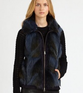 EXCLUSIVELY AT SAKS. Crafted of long-hair dyed coyote in a graphic color pattern with a mosaic-like appeal, with a smooth, velvety suede back.Wide plush collarTwo-way front zip closeFront slash pocketsFully linedAbout 25 from shoulder to hemDyed coyote; suedeDry clean by fur specialistImportedFur origin: North AmericaSIZE & FITModel shown is 5'10 (177cm) wearing US size Small. 