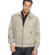 Channel the cool factor with this hip lightweight bomber jacket from Weatherproof.