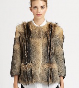 Luxurious fox fur, tailored with chic, cropped sleeves and supple leather trim.Natural fox fur collarThree-quarter sleevesHook-and-eye closurePatch pocketsAbout 24 from shoulder to hemShell: Natural fox furLining: PolyesterDry clean by a fur specialistImportedFur origin: America