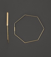 Slim, geometric 14K yellow gold hoop earrings by Lana.