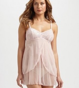 Layers of sheer tulle cascade down this romantic Italian design, finished with beautifully-textured floral lace. Sweetheart necklineAdjustable spaghetti strapsAbout 30 from shoulder to hem92% nylon/8% elastaneHand washMade in Italy