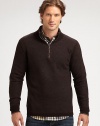 Best worn layered, this handsome, quarter-zip pullover design instantly adds a touch of sophistication to your ensemble.MockneckQuarter-zip placketRibbed knit collar, cuffs and hem60% rayon/25% nylon/15% woolDry cleanImported