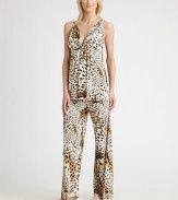 Seductive leopard print adds an exotic touch to the intimate wardrobe.V-neckline Drawstring waist closure Polyester; machine wash Imported