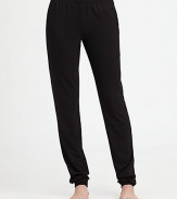 A slim, yet comfortable style in a soft knit jersey. Elastic waistbandInseam, about 3467% polyester/33% rayonMachine washImported 