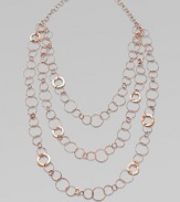 From the Lite Links Collection. Three graduated strands of delicate open links, crafted of sterling silver and 18k gold, finished in the warm glow of 18k rose goldplating. 18k gold and sterling silver with rose goldplating Length, about 36 Lobster clasp Made in USA 