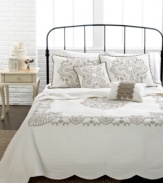 It's time to renew and refresh with this fabulous Nicola quilt from Nostalgia Home. Features a serene white quilted landscape, intricate chain embroidery and scalloped edges for a crisp statement.