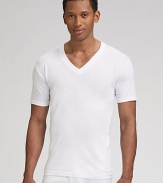 EXCLUSIVELY OURS. Classic style in soft supima cotton. Three t-shirts per pack Machine wash Imported