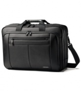 A bag that minds your business... for you! Even more room for everything you need when working away from home with a front organizer panel, quick stash feature and padded laptop compartment. You'll never have to worry about tight squeezes or over-packing, this brief offers space for all of the tech accessories you need. 3-year warranty.