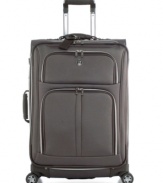 When the world is spinning, you need a suitcase that can keep up! Stocked with all of the organizational features you depend on, such as a detachable shoe bag and multiple pockets, this durable upright expands to carry your load with ease, twisting and turning wherever you go with spinner wheels that handle every curve travel tries to throw your way. 10-year warranty. (Clearance)